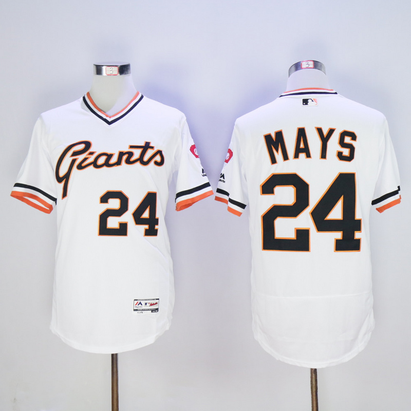 Men San Francisco Giants #24 Mays White Throwback Elite MLB Jerseys